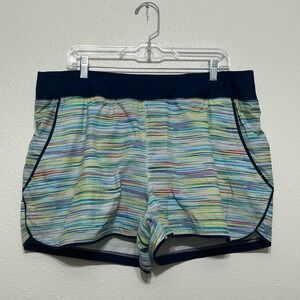 Lands End Blue Green Stripe Quick Dry Swim Board Shorts Womens Plus Size 18